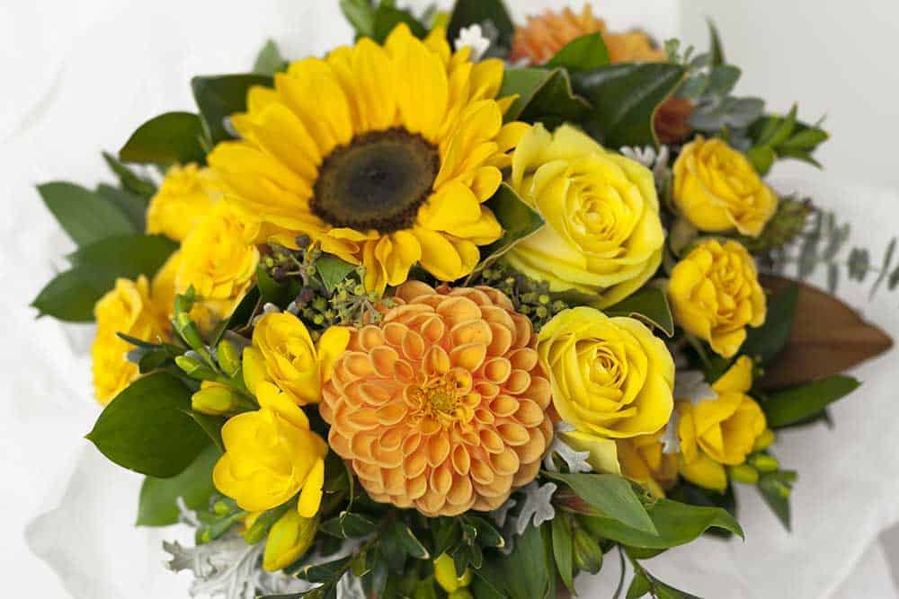 Vintage Flower Box Yellow Bouquet