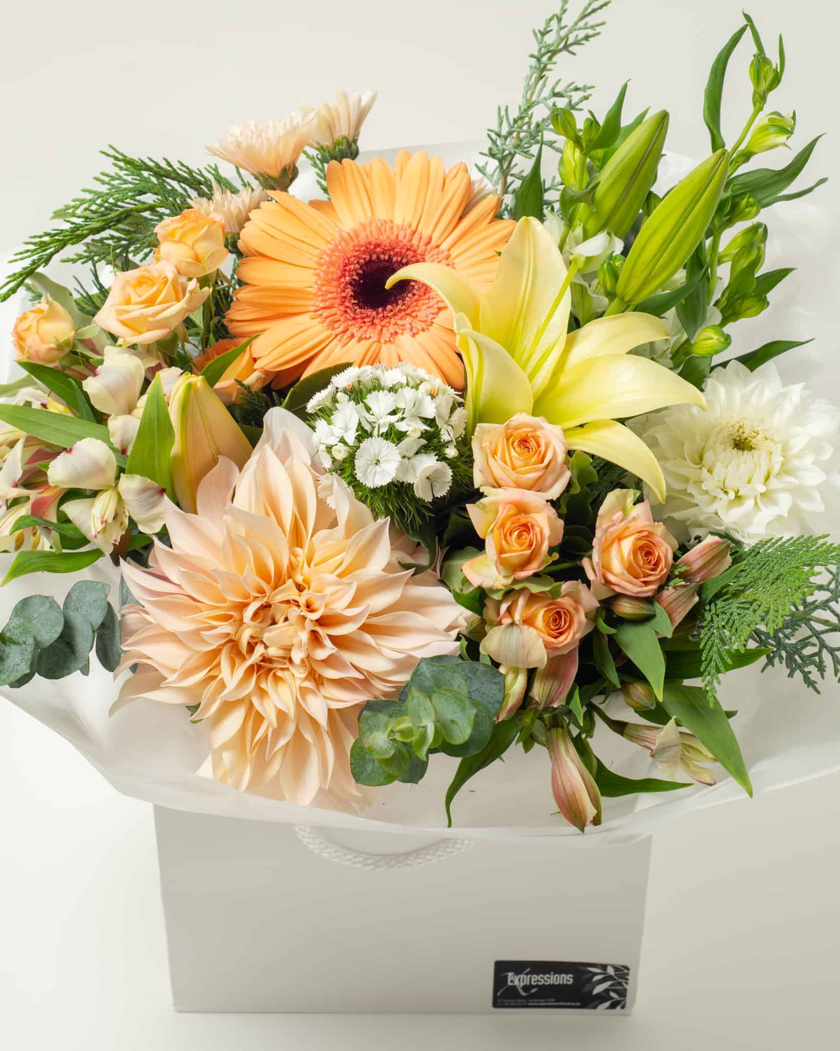expressions-local-cambridge-hamilton-florist-delivery-orange-flower-box-bouquet