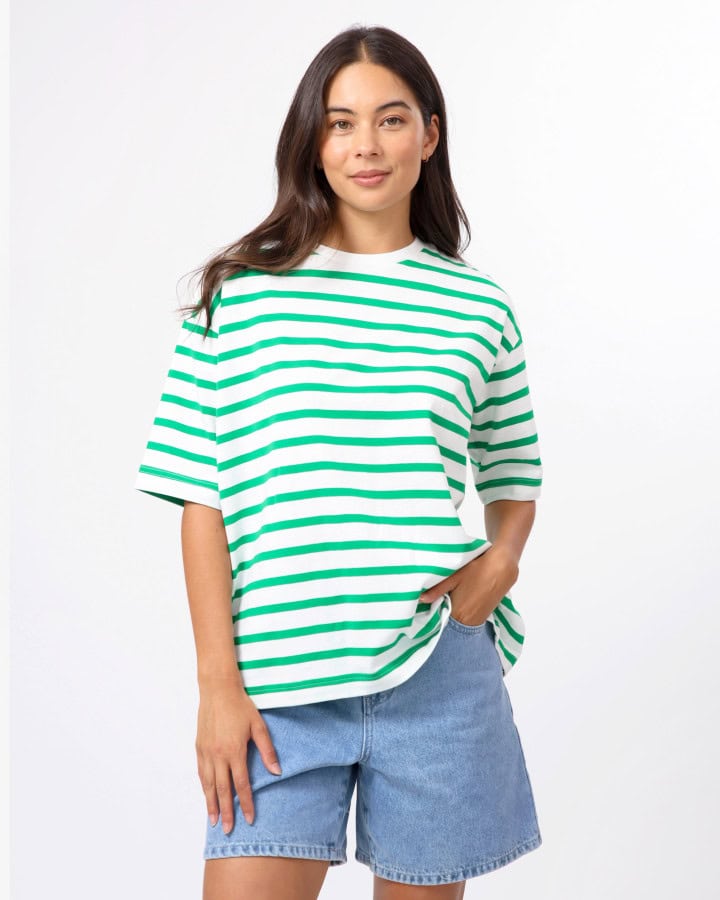Porter Tee Stripe - Emerald - Image 1