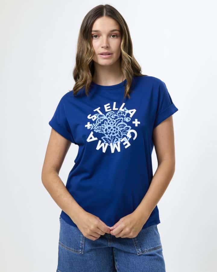 Soho Cuff Tee Crew Ink - Hibiscus Rotation - Image 1