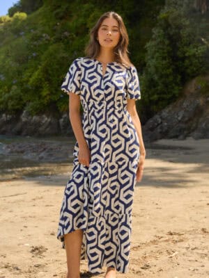 Vittoria Dress - Indigo Geo