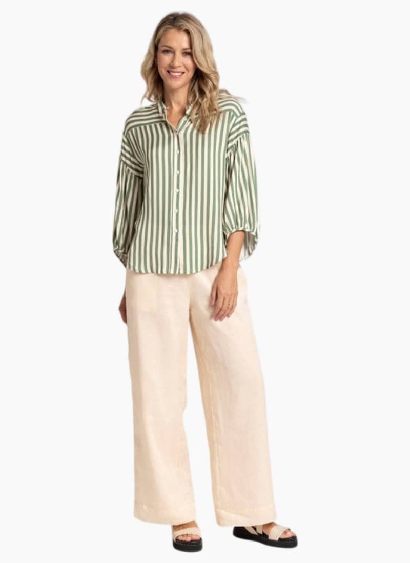 Bronte Shirt - Green Stripe - Image 1