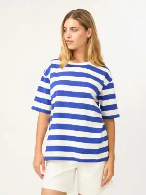 Abby T-Shirt - Cobalt and White Stripe