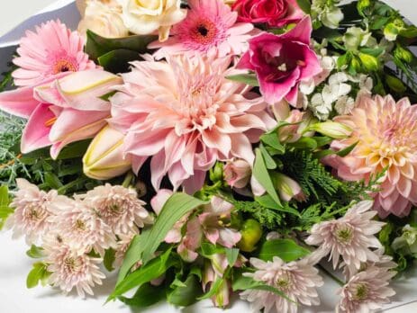 How to store fresh flowers: a pastel pink bouquet from Expressions florist Cambridge