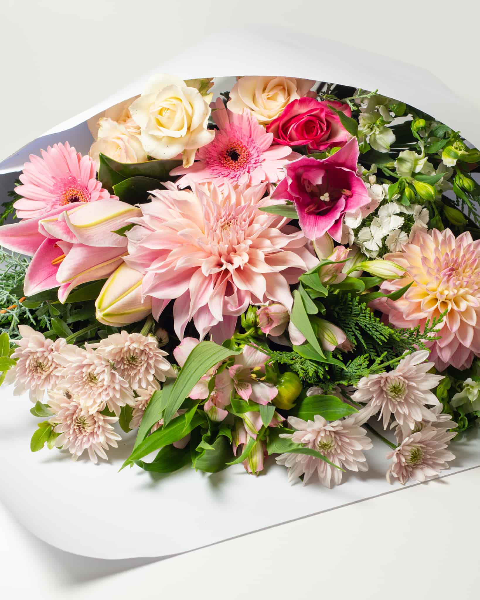 How to store fresh flowers: a pastel pink bouquet from Expressions florist Cambridge